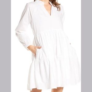 J. Crew EUC White Tiered Poplin Dress - Large